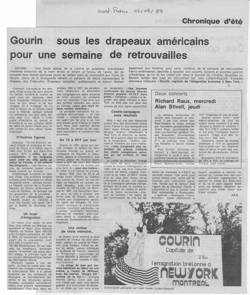 1988: Gourin sous les drapeaux américains pour une semaine de retrouvailles