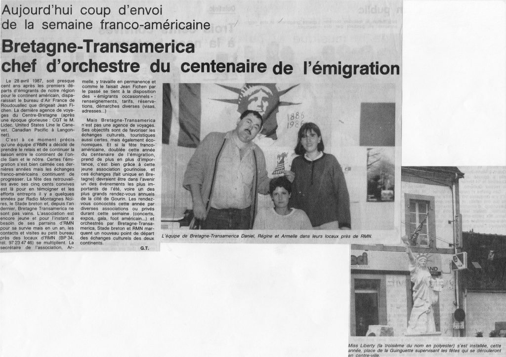 1988: Bretagne Transamerica chef d'orchestre du centenaire de l'émigration