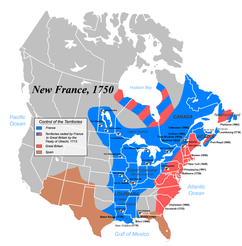 carte géo de l'Amérique Française