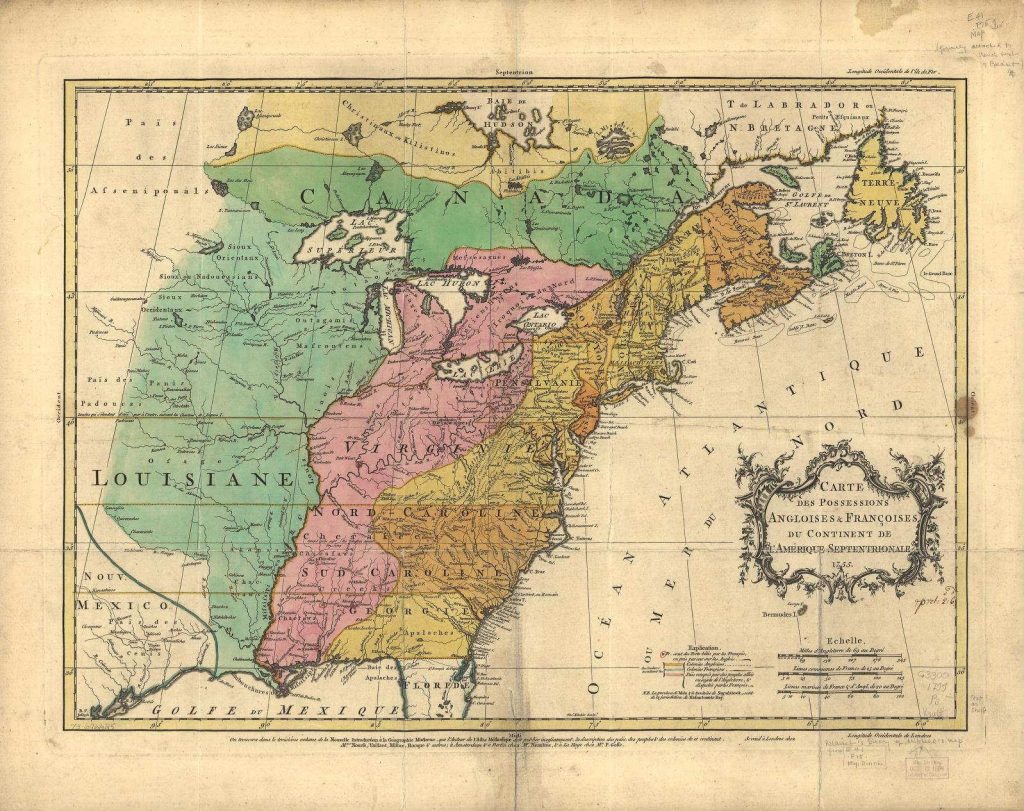 carte amérique lors de la guerre de sept ans